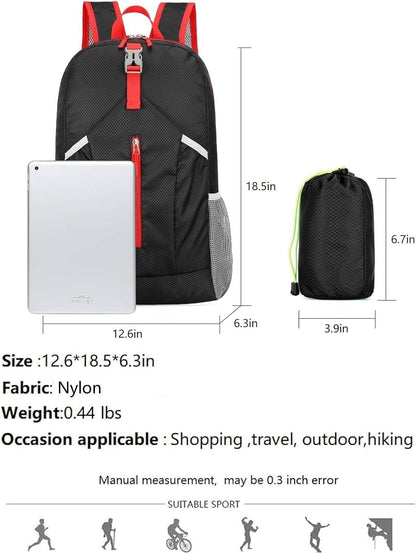 25L Foldable Hiking Backpack,Small Packable Daypack, Blue | Lightweight Collapsible Bag,Water Repellent Travel Basic-Daypack,Men Women Camping Cycling Rucksack Outdoor Back Pack