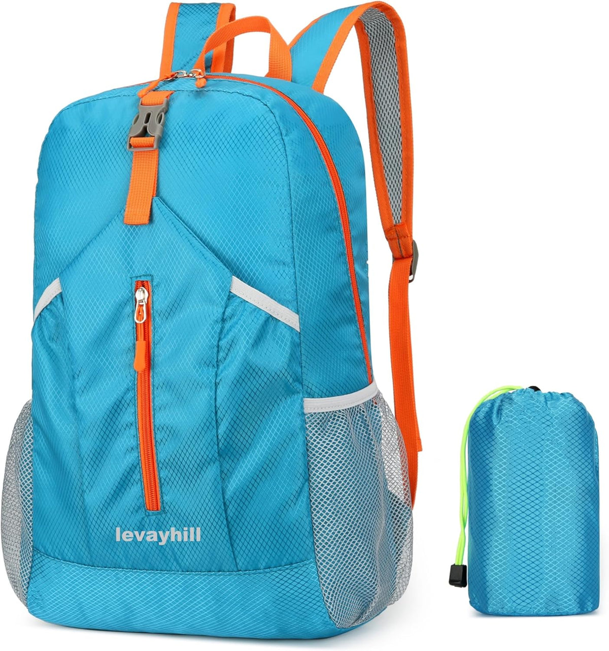 25L Foldable Hiking Backpack,Small Packable Daypack, Blue | Lightweight Collapsible Bag,Water Repellent Travel Basic-Daypack,Men Women Camping Cycling Rucksack Outdoor Back Pack