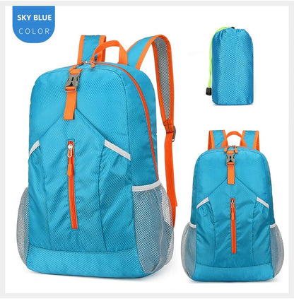 25L Foldable Hiking Backpack,Small Packable Daypack, Blue | Lightweight Collapsible Bag,Water Repellent Travel Basic-Daypack,Men Women Camping Cycling Rucksack Outdoor Back Pack