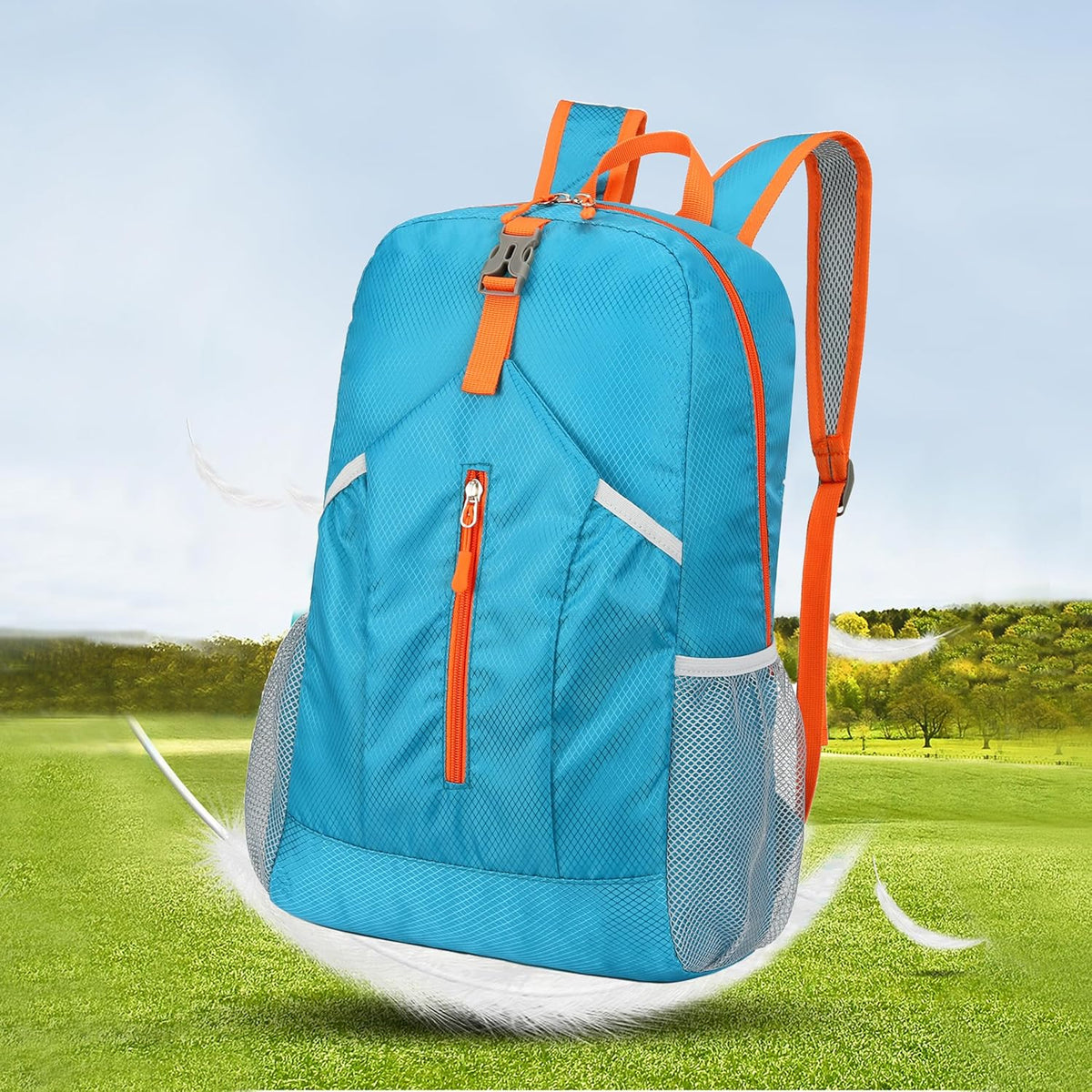 25L Foldable Hiking Backpack,Small Packable Daypack, Blue | Lightweight Collapsible Bag,Water Repellent Travel Basic-Daypack,Men Women Camping Cycling Rucksack Outdoor Back Pack