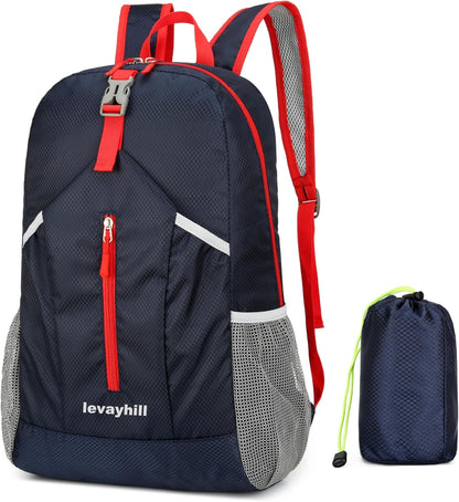 25L Foldable Hiking Backpack,Small Packable Daypack, Blue | Lightweight Collapsible Bag,Water Repellent Travel Basic-Daypack,Men Women Camping Cycling Rucksack Outdoor Back Pack
