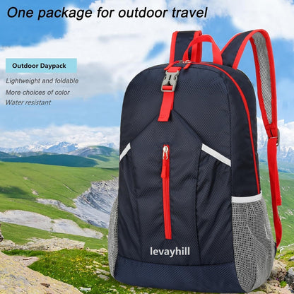 25L Foldable Hiking Backpack,Small Packable Daypack, Blue | Lightweight Collapsible Bag,Water Repellent Travel Basic-Daypack,Men Women Camping Cycling Rucksack Outdoor Back Pack