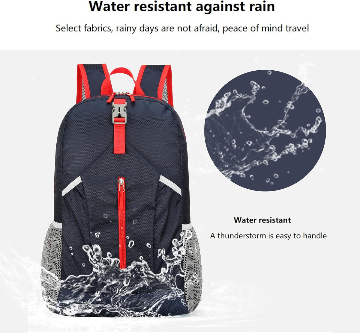 25L Foldable Hiking Backpack,Small Packable Daypack, Blue | Lightweight Collapsible Bag,Water Repellent Travel Basic-Daypack,Men Women Camping Cycling Rucksack Outdoor Back Pack