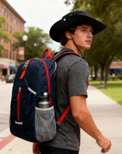 25L Foldable Hiking Backpack,Small Packable Daypack, Blue | Lightweight Collapsible Bag,Water Repellent Travel Basic-Daypack,Men Women Camping Cycling Rucksack Outdoor Back Pack