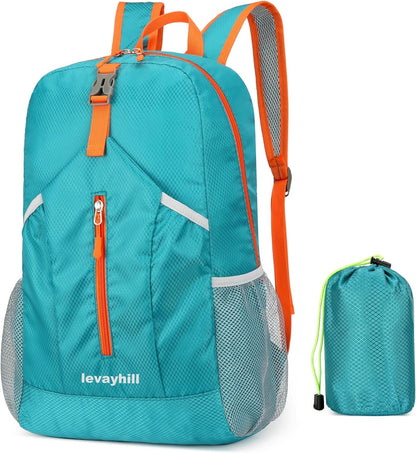 25L Foldable Hiking Backpack,Small Packable Daypack, Blue | Lightweight Collapsible Bag,Water Repellent Travel Basic-Daypack,Men Women Camping Cycling Rucksack Outdoor Back Pack