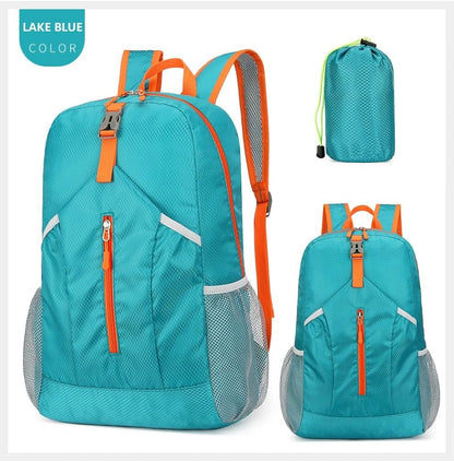 25L Foldable Hiking Backpack,Small Packable Daypack, Blue | Lightweight Collapsible Bag,Water Repellent Travel Basic-Daypack,Men Women Camping Cycling Rucksack Outdoor Back Pack