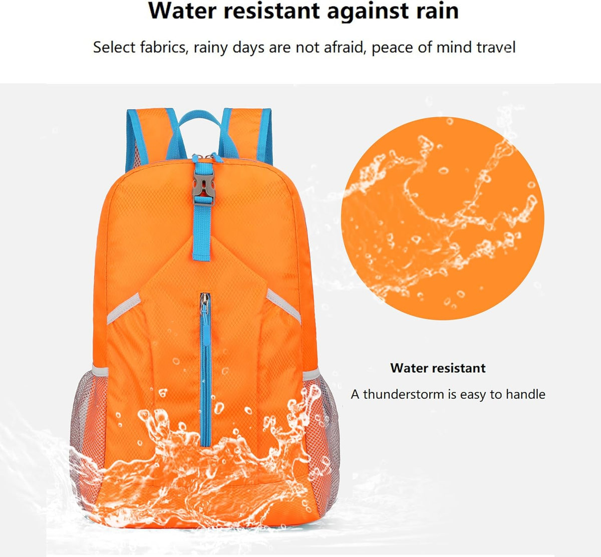 25L Foldable Hiking Backpack,Small Packable Daypack, Blue | Lightweight Collapsible Bag,Water Repellent Travel Basic-Daypack,Men Women Camping Cycling Rucksack Outdoor Back Pack
