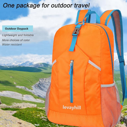 25L Foldable Hiking Backpack,Small Packable Daypack, Blue | Lightweight Collapsible Bag,Water Repellent Travel Basic-Daypack,Men Women Camping Cycling Rucksack Outdoor Back Pack