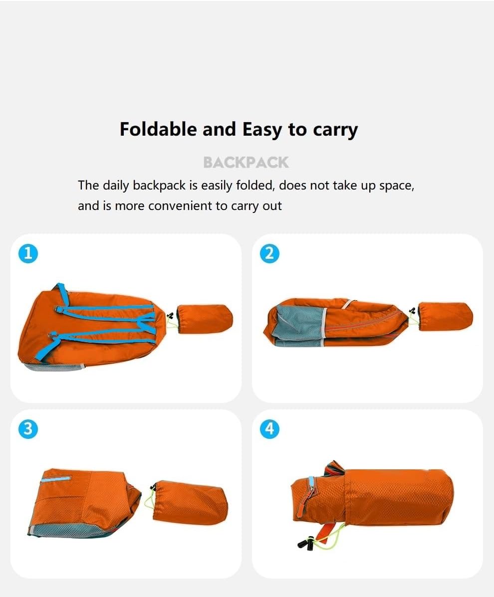 25L Foldable Hiking Backpack,Small Packable Daypack, Blue | Lightweight Collapsible Bag,Water Repellent Travel Basic-Daypack,Men Women Camping Cycling Rucksack Outdoor Back Pack