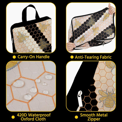 6 Pcs Compression Packing Cubes Waterproof Suitcase Travel Bag Luggage Backpack Organizer Travel Cubes for Packing-Black Mushroom