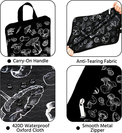 6 Pcs Compression Packing Cubes Waterproof Suitcase Travel Bag Luggage Backpack Organizer Travel Cubes for Packing-Black Mushroom