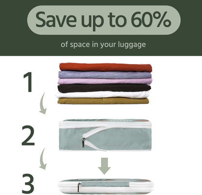 6 Pcs Compression Packing Cubes Waterproof Suitcase Travel Bag Luggage Backpack Organizer Travel Cubes for Packing-Black Mushroom