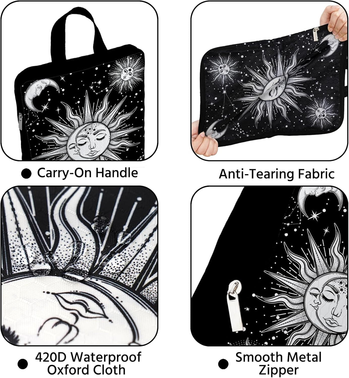 6 Pcs Compression Packing Cubes Waterproof Suitcase Travel Bag Luggage Backpack Organizer Travel Cubes for Packing-Black Mushroom