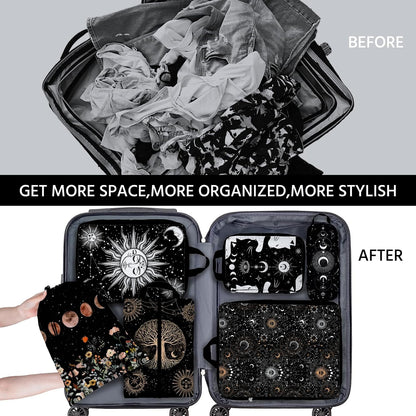 6 Pcs Compression Packing Cubes Waterproof Suitcase Travel Bag Luggage Backpack Organizer Travel Cubes for Packing-Black Mushroom