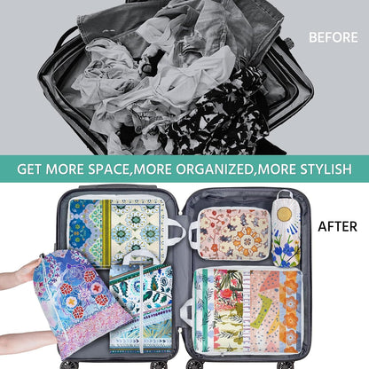 6 Pcs Compression Packing Cubes Waterproof Suitcase Travel Bag Luggage Backpack Organizer Travel Cubes for Packing-Black Mushroom