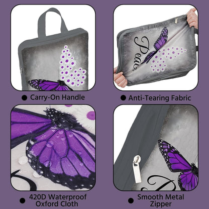 6 Pcs Compression Packing Cubes Waterproof Suitcase Travel Bag Luggage Backpack Organizer Travel Cubes for Packing-Black Mushroom