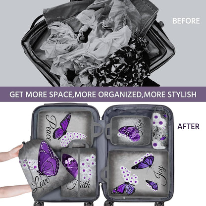 6 Pcs Compression Packing Cubes Waterproof Suitcase Travel Bag Luggage Backpack Organizer Travel Cubes for Packing-Black Mushroom