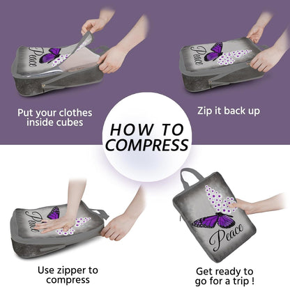 6 Pcs Compression Packing Cubes Waterproof Suitcase Travel Bag Luggage Backpack Organizer Travel Cubes for Packing-Black Mushroom