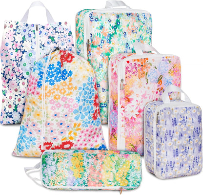 6 Pcs Compression Packing Cubes Waterproof Suitcase Travel Bag Luggage Backpack Organizer Travel Cubes for Packing-Black Mushroom