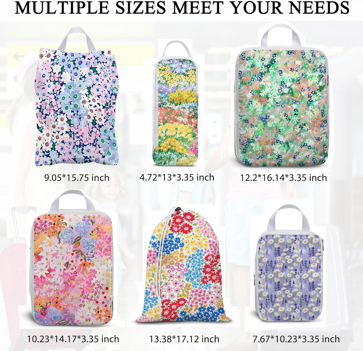 6 Pcs Compression Packing Cubes Waterproof Suitcase Travel Bag Luggage Backpack Organizer Travel Cubes for Packing-Black Mushroom
