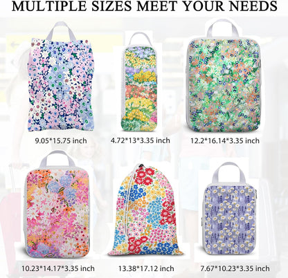 6 Pcs Compression Packing Cubes Waterproof Suitcase Travel Bag Luggage Backpack Organizer Travel Cubes for Packing-Black Mushroom