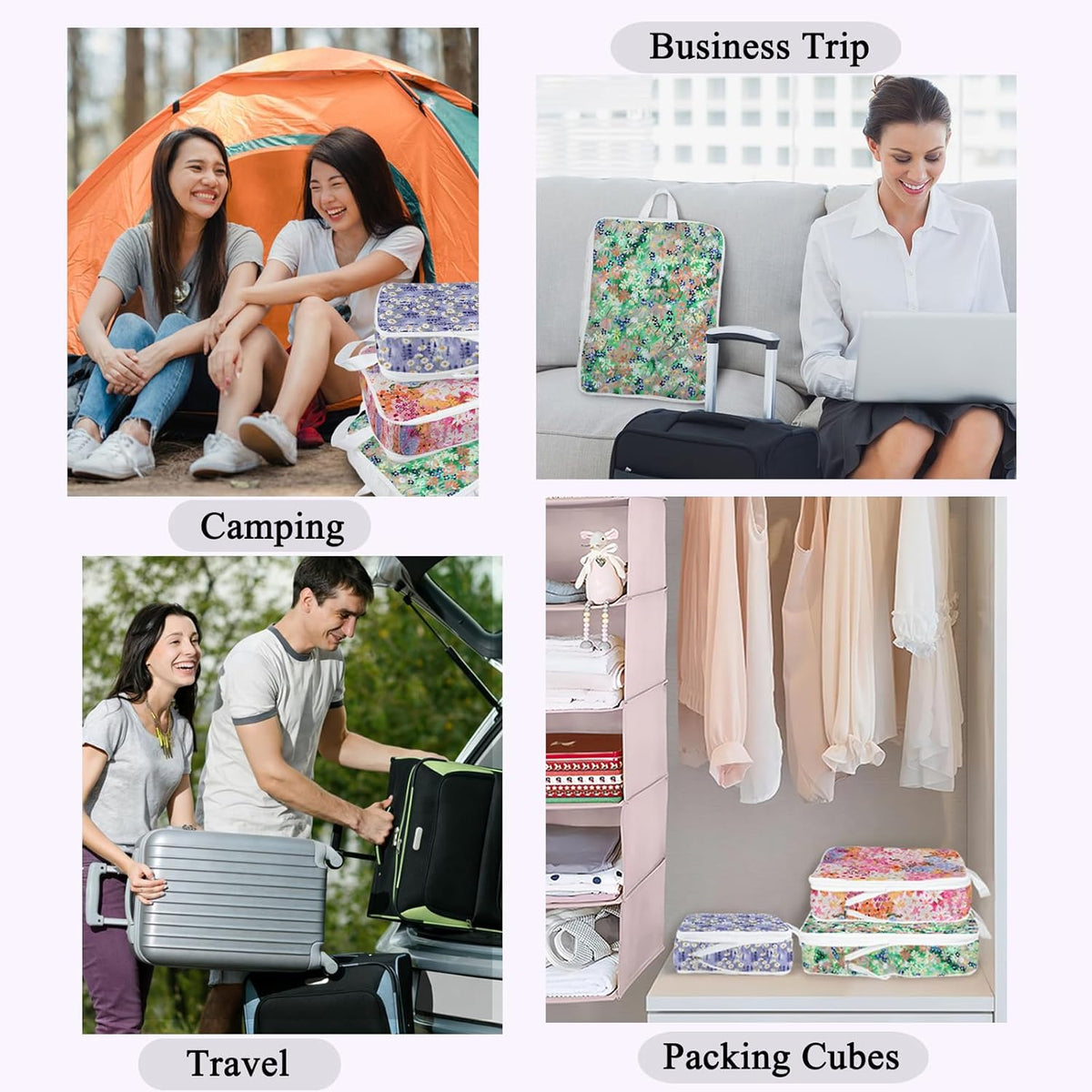 6 Pcs Compression Packing Cubes Waterproof Suitcase Travel Bag Luggage Backpack Organizer Travel Cubes for Packing-Black Mushroom