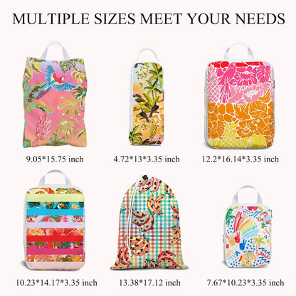 6 Pcs Compression Packing Cubes Waterproof Suitcase Travel Bag Luggage Backpack Organizer Travel Cubes for Packing-Black Mushroom