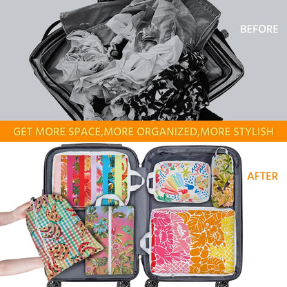6 Pcs Compression Packing Cubes Waterproof Suitcase Travel Bag Luggage Backpack Organizer Travel Cubes for Packing-Black Mushroom