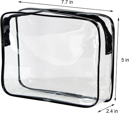 2-Pack Clear TSA Approved Toiletry Bag, Quart Size Travel Organizer, Water Resistant, Travel Cosmetic & Makeup Bags, Carry-On Airport Compliant Bag