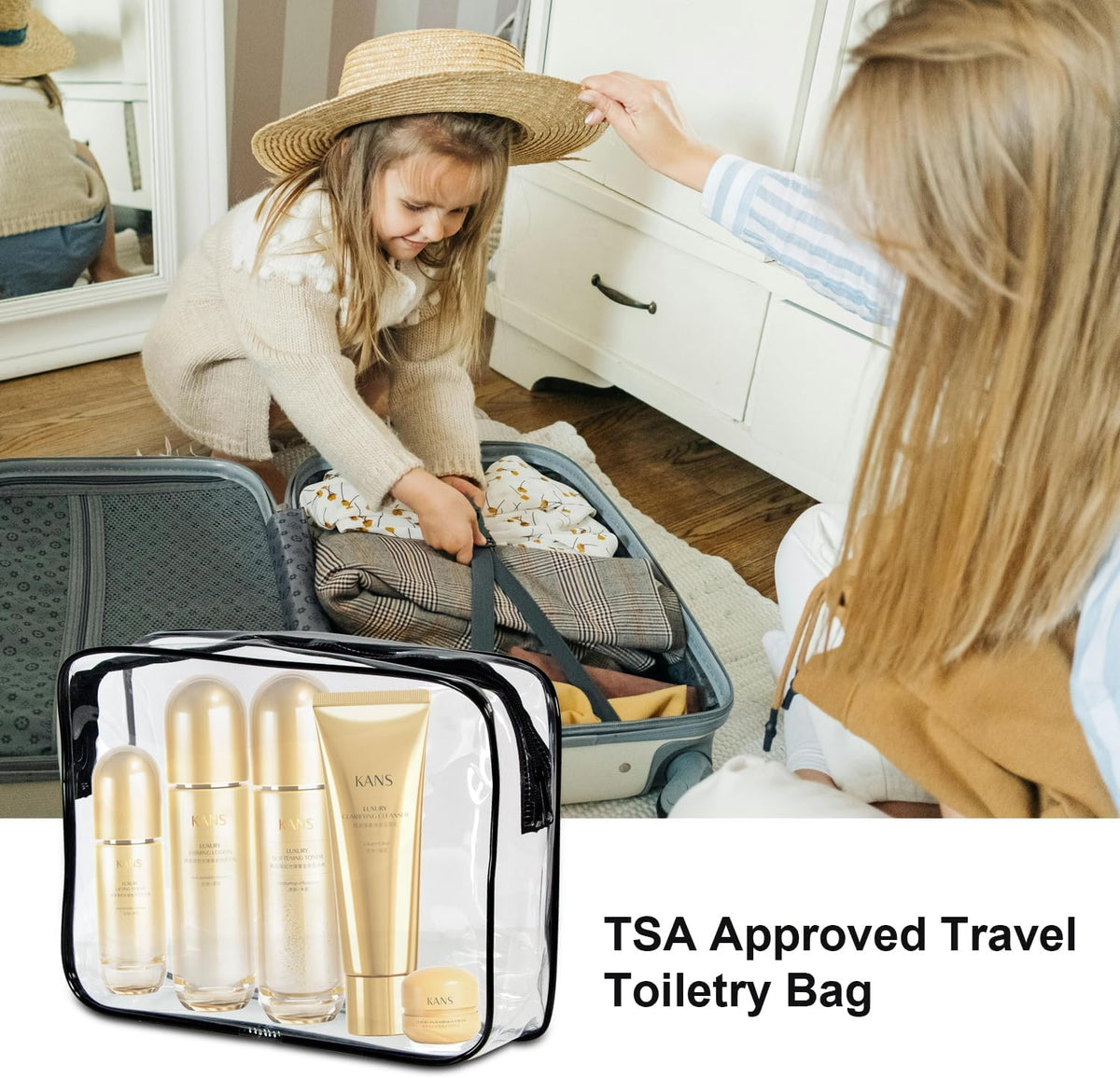 2-Pack Clear TSA Approved Toiletry Bag, Quart Size Travel Organizer, Water Resistant, Travel Cosmetic & Makeup Bags, Carry-On Airport Compliant Bag