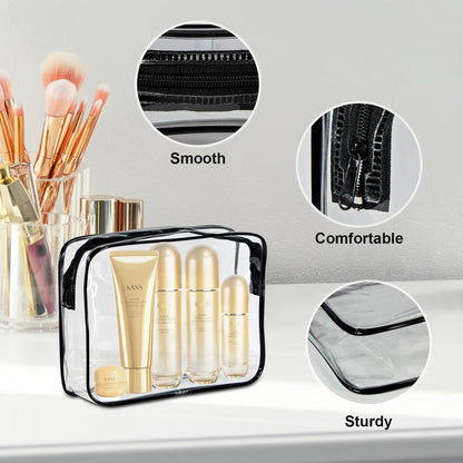 2-Pack Clear TSA Approved Toiletry Bag, Quart Size Travel Organizer, Water Resistant, Travel Cosmetic & Makeup Bags, Carry-On Airport Compliant Bag