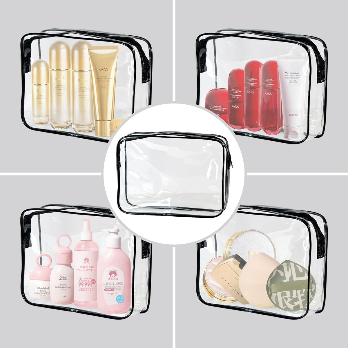 2-Pack Clear TSA Approved Toiletry Bag, Quart Size Travel Organizer, Water Resistant, Travel Cosmetic & Makeup Bags, Carry-On Airport Compliant Bag