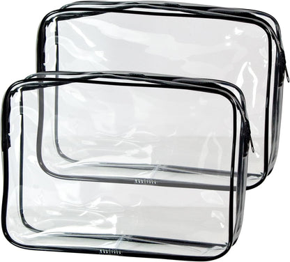 2-Pack Clear TSA Approved Toiletry Bag, Quart Size Travel Organizer, Water Resistant, Travel Cosmetic & Makeup Bags, Carry-On Airport Compliant Bag