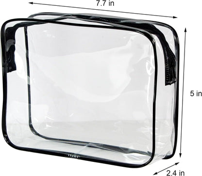 2-Pack Clear TSA Approved Toiletry Bag, Quart Size Travel Organizer, Water Resistant, Travel Cosmetic & Makeup Bags, Carry-On Airport Compliant Bag