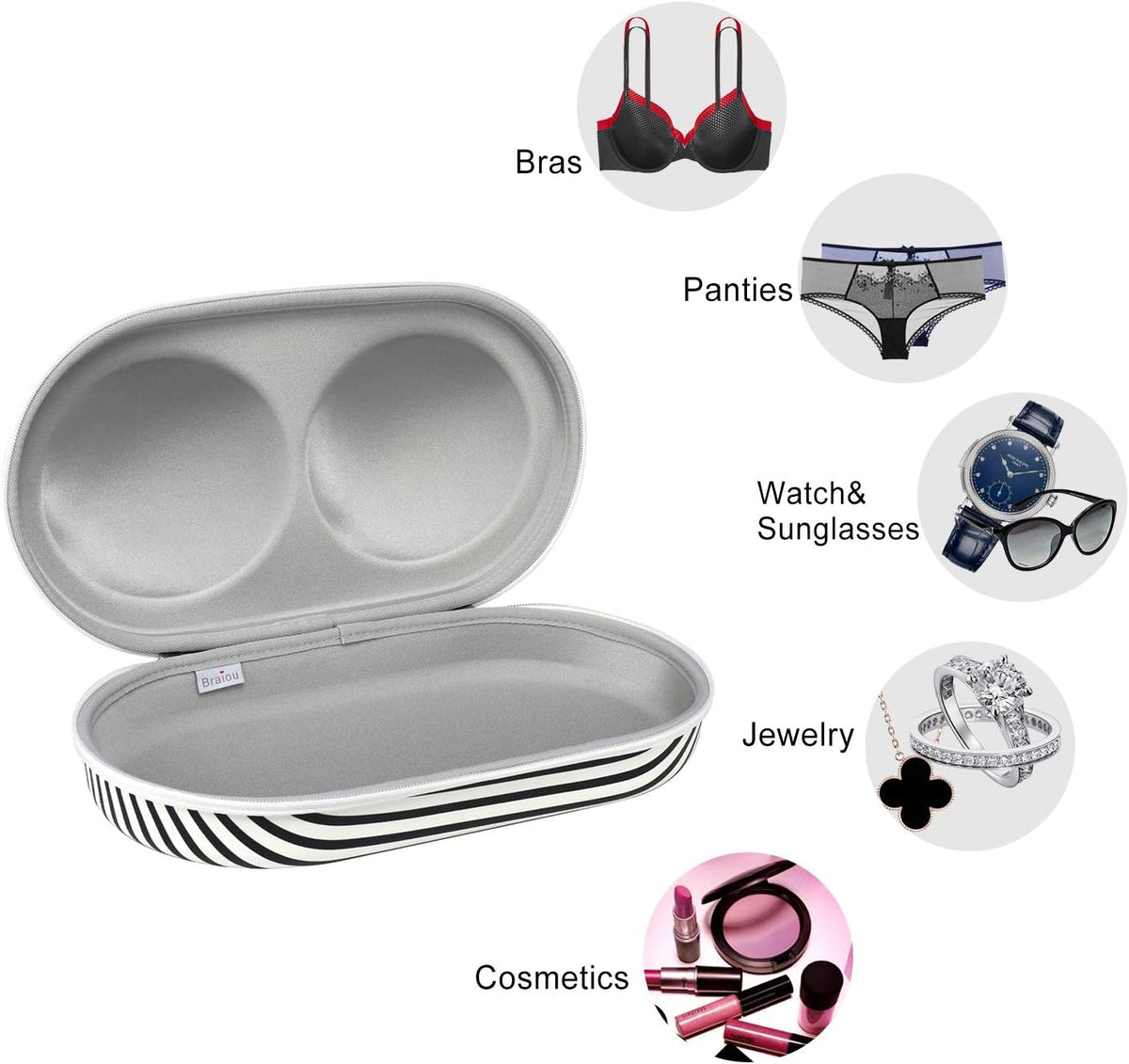 Premium Bra Case Lingerie Travel Bag Zip Underwear Organizer Bag for A-DD Cup (Swallow Gird)