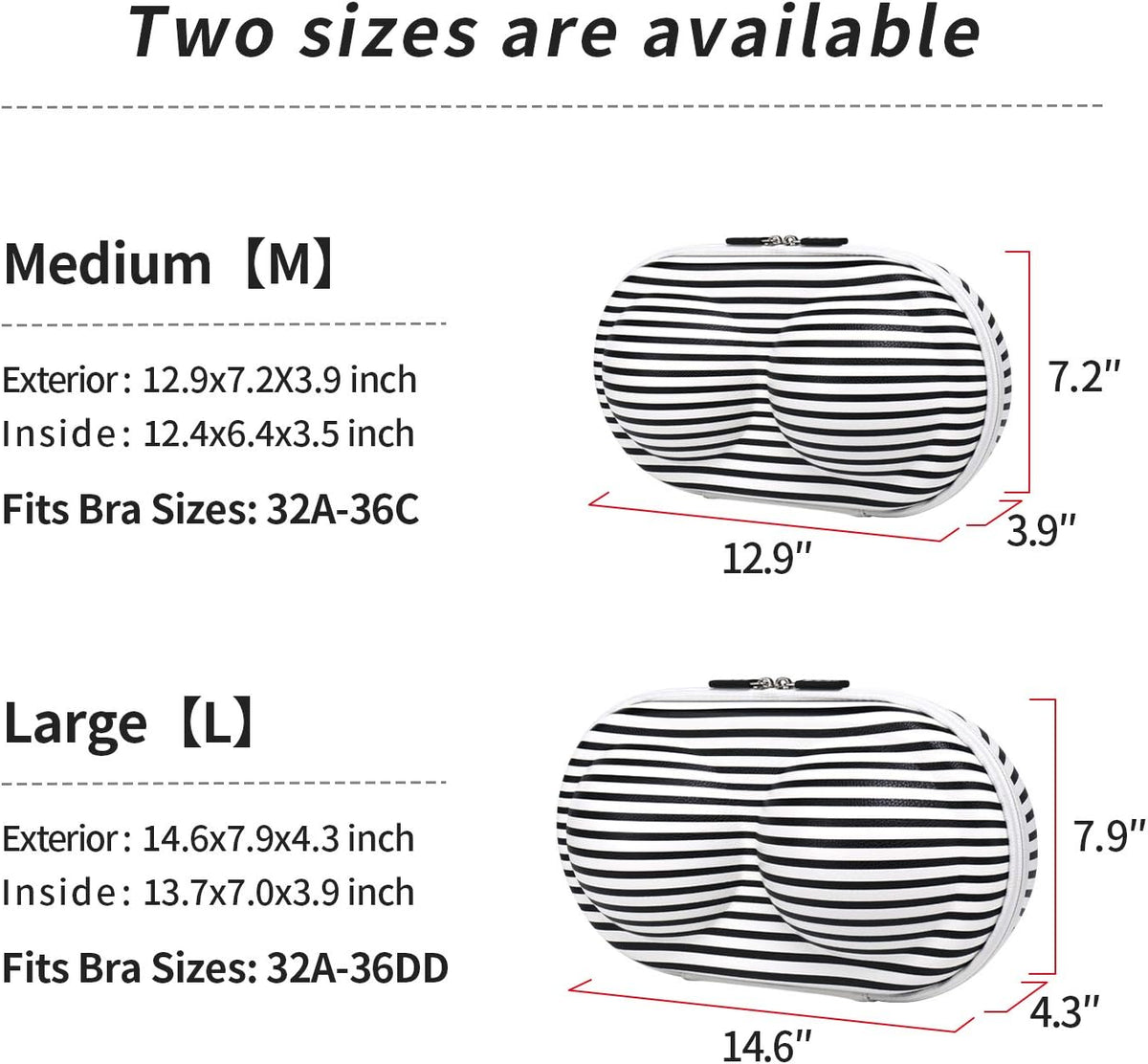 Premium Bra Case Lingerie Travel Bag Zip Underwear Organizer Bag for A-DD Cup (Swallow Gird)