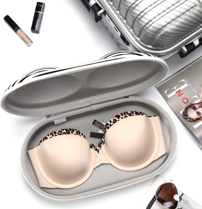 Premium Bra Case Lingerie Travel Bag Zip Underwear Organizer Bag for A-DD Cup (Swallow Gird)