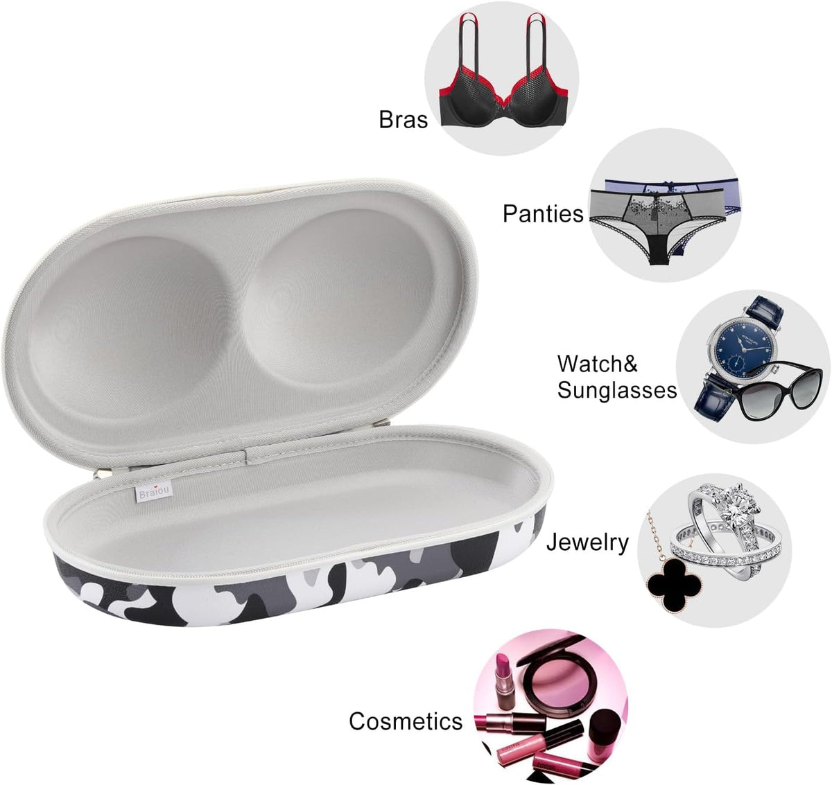 Premium Bra Case Lingerie Travel Bag Zip Underwear Organizer Bag for A-DD Cup (Swallow Gird)