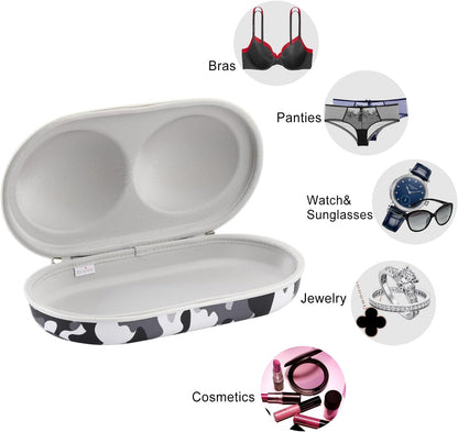 Premium Bra Case Lingerie Travel Bag Zip Underwear Organizer Bag for A-DD Cup (Swallow Gird)