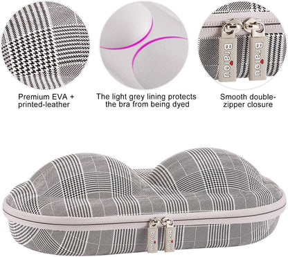 Premium Bra Case Lingerie Travel Bag Zip Underwear Organizer Bag for A-DD Cup (Swallow Gird)