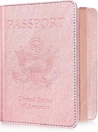 Passport Holder for Women and Men, Blue | Premium PU Leather, RFID Blocking, Travel Wallet, Documents Organizer