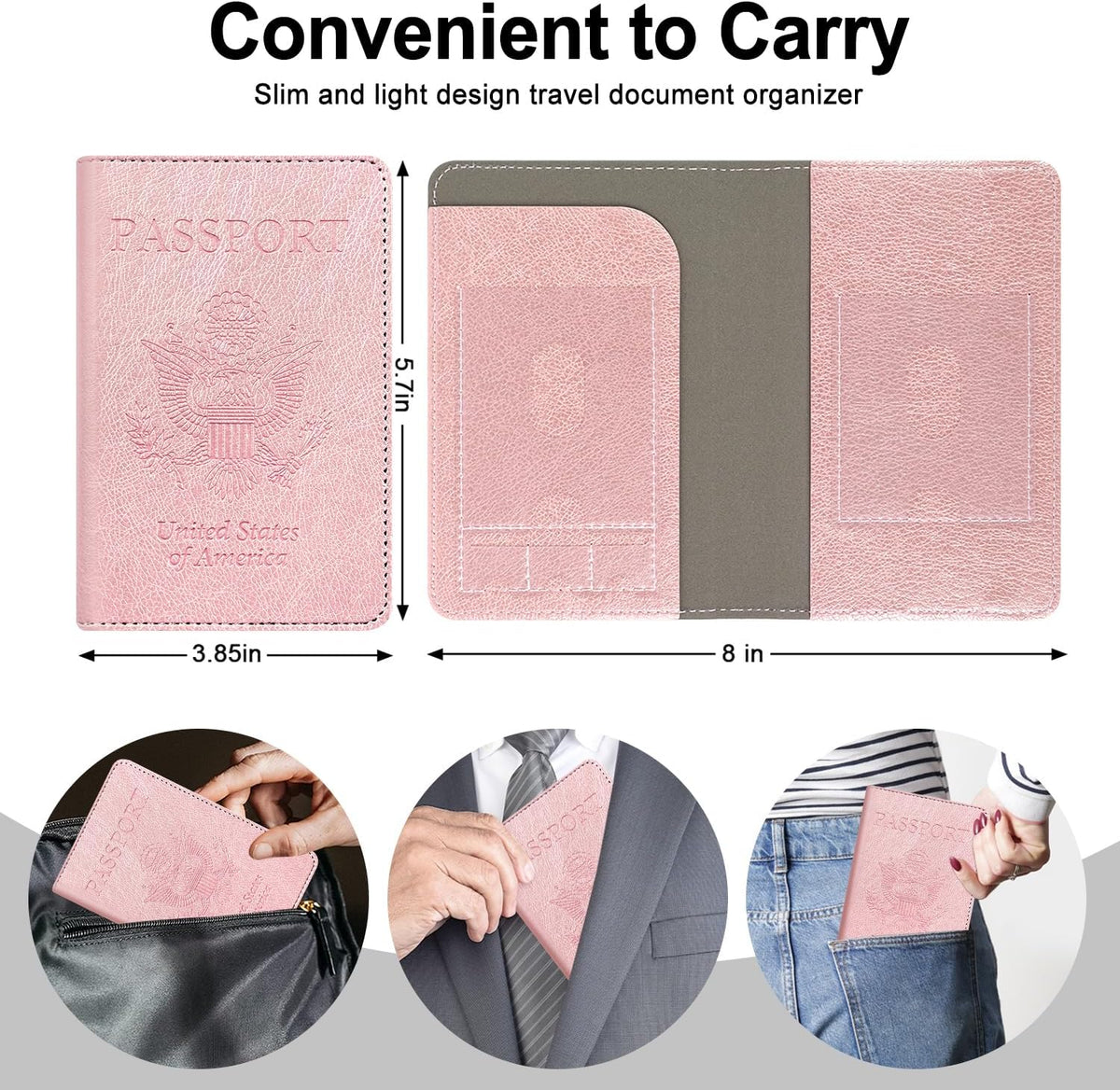 Passport Holder for Women and Men, Blue | Premium PU Leather, RFID Blocking, Travel Wallet, Documents Organizer