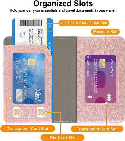 Passport Holder for Women and Men, Blue | Premium PU Leather, RFID Blocking, Travel Wallet, Documents Organizer