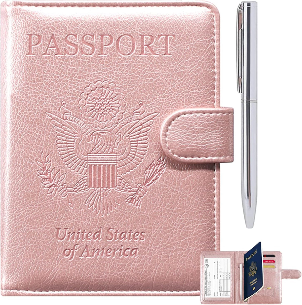Passport Holder for Women and Men, Blue | Premium PU Leather, RFID Blocking, Travel Wallet, Documents Organizer