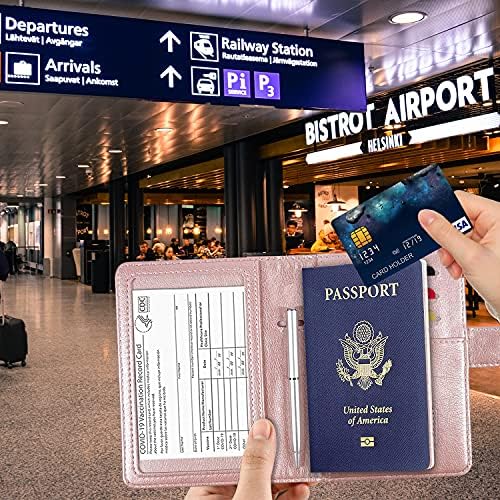 Passport Holder for Women and Men, Blue | Premium PU Leather, RFID Blocking, Travel Wallet, Documents Organizer