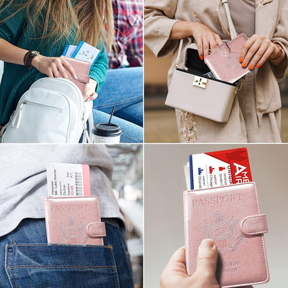 Passport Holder for Women and Men, Blue | Premium PU Leather, RFID Blocking, Travel Wallet, Documents Organizer