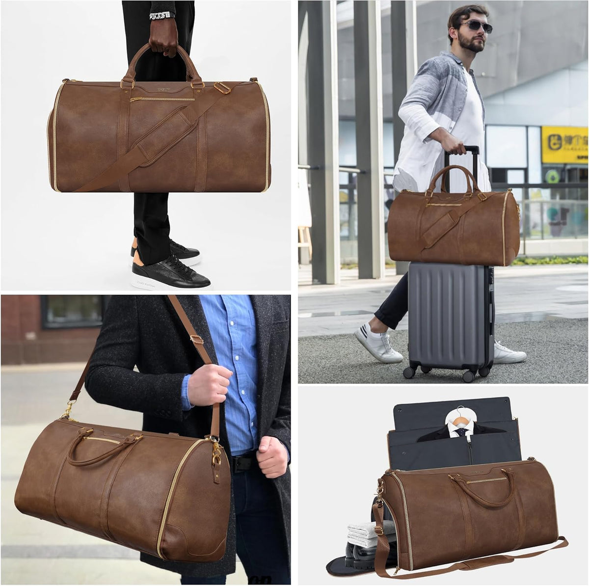 Convertible Garment Bag with Shoulder Strap, Carry on Garment Duffel Bag for Men Women,Waterproof & Wrinkle-Free Suit Carrier for Business Trips & Weekend Getaways, Foldable & Lightweight