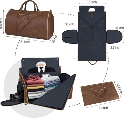 Convertible Garment Bag with Shoulder Strap, Carry on Garment Duffel Bag for Men Women,Waterproof & Wrinkle-Free Suit Carrier for Business Trips & Weekend Getaways, Foldable & Lightweight