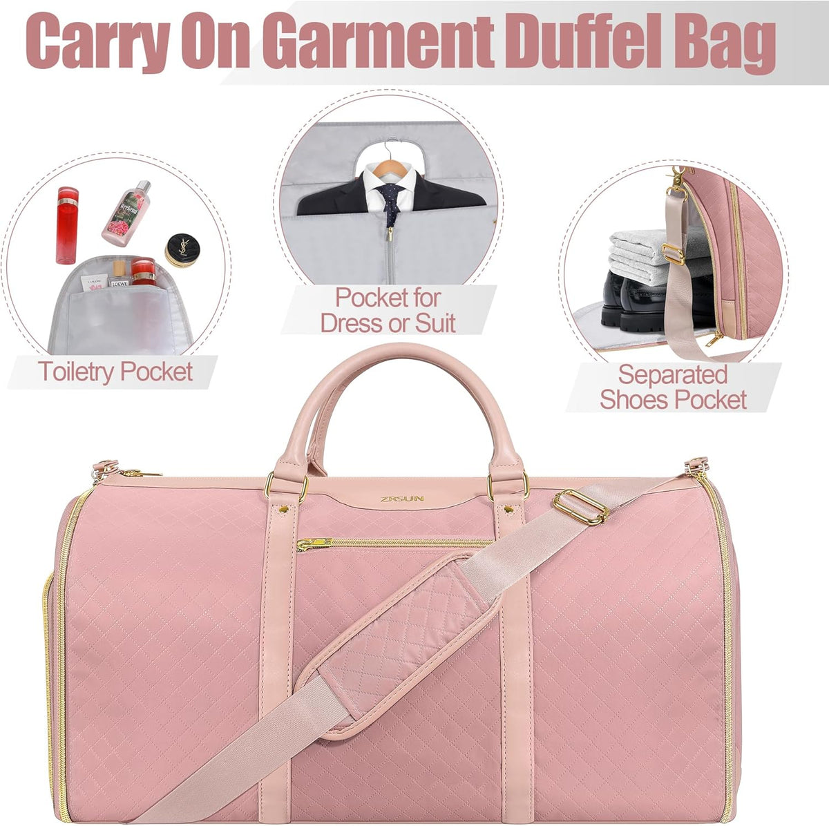Convertible Garment Bag with Shoulder Strap, Carry on Garment Duffel Bag for Men Women,Waterproof & Wrinkle-Free Suit Carrier for Business Trips & Weekend Getaways, Foldable & Lightweight