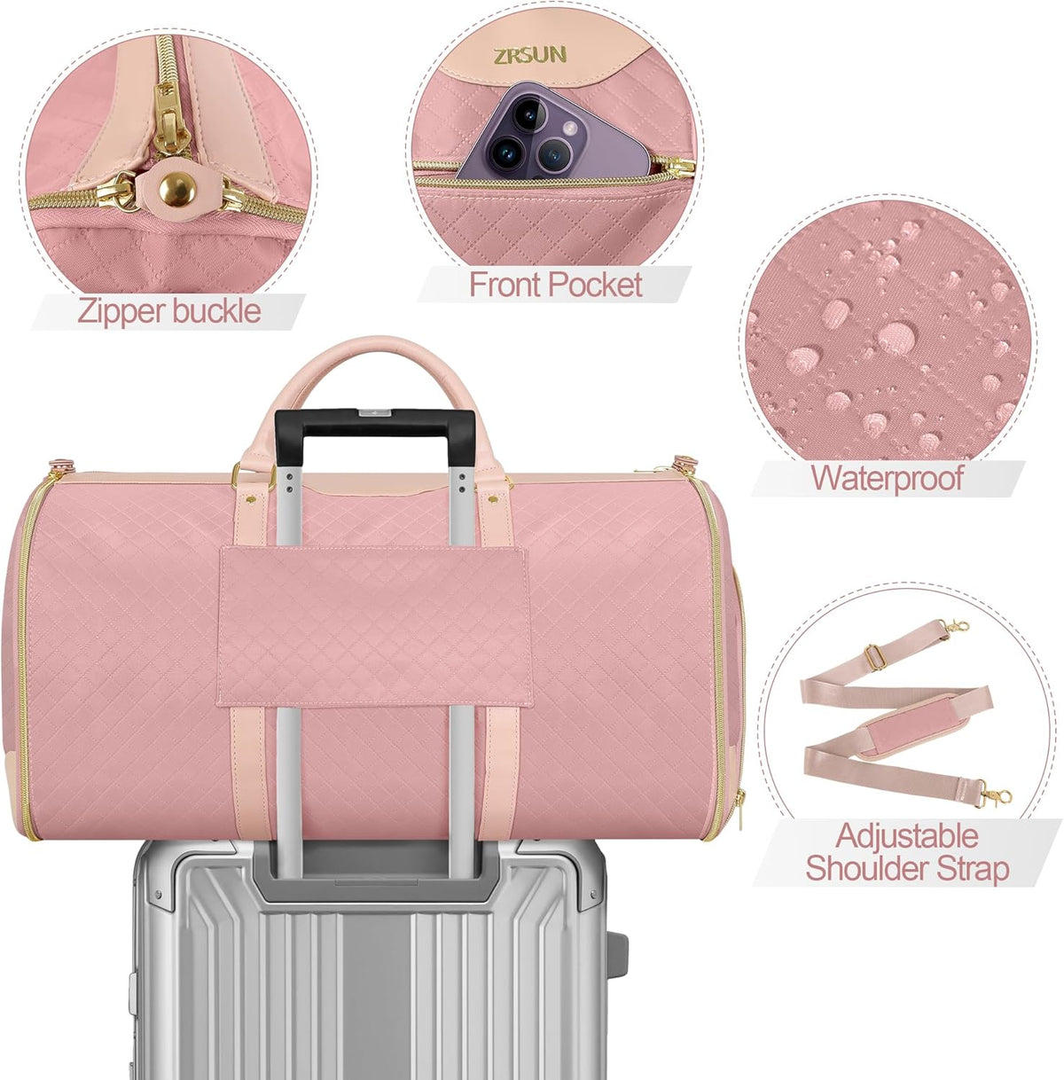 Convertible Garment Bag with Shoulder Strap, Carry on Garment Duffel Bag for Men Women,Waterproof & Wrinkle-Free Suit Carrier for Business Trips & Weekend Getaways, Foldable & Lightweight